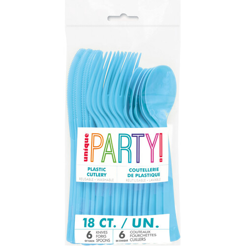 Powder Blue Plastic Cutlery Assorted 18pk