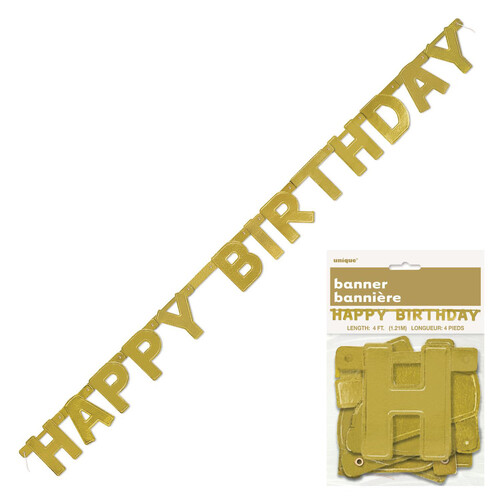 Golden Happy Birthday Jointed Banner