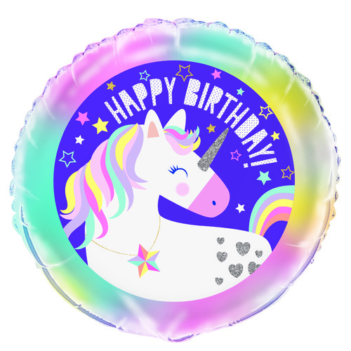 Unicorn Party Happy Birthday 45cm  Foil Balloon