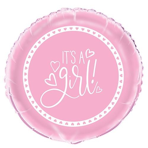 Baby Shower Hearts Pink It's A Girl 45cm (18") Foil Balloon