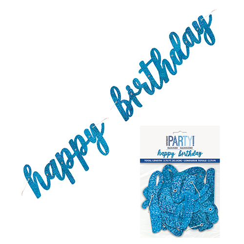 Happy Birthday Prismatic Blue  Banner 83.8cm (2.75')