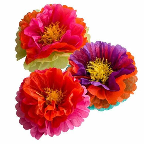 Diwali Fluffy Flowers Table Decorations 3pc