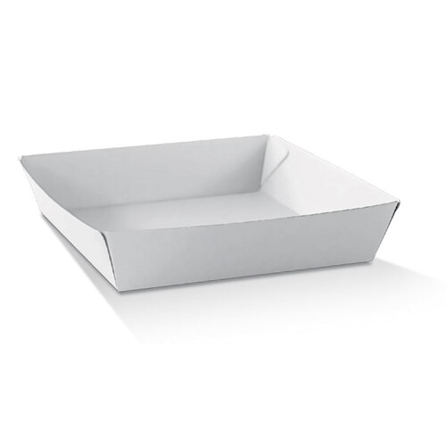 125PK Food Tray Size 4 Medium Corrugated White - WCT4