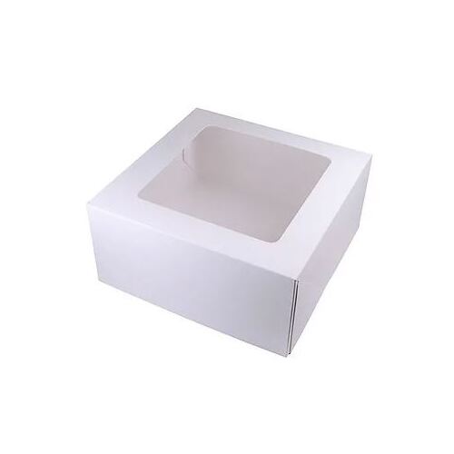 100 x Cake Box With Window 8x8x2.5 White POP OPEN