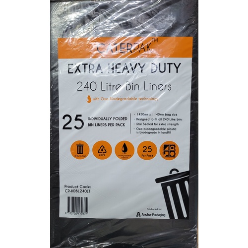 Caterpak Heavy Duty Bin Liner 240LT 100PC/CTN