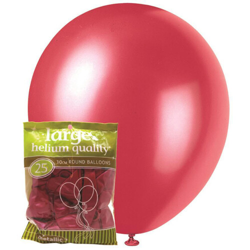 Meteor 25pk Large Metallic Pink Round Balloons 30cm