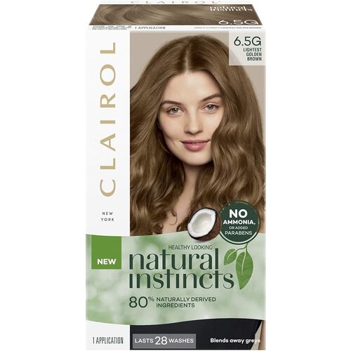 Clairol Natural Instincts Semi-Permanant Hair Colour, 6.5g Lightest Golden Brown, Ammonia Free, Natural Hair Colour