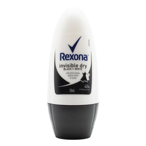 Rexona Anti-Perspirant Deodorant Roll-On Invisible Black + White 50ml