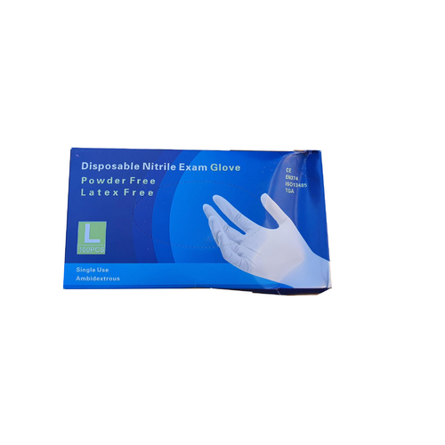 Disposable Nitrile Exam Powder Free Gloves Large 100pcs (Damaged Box)