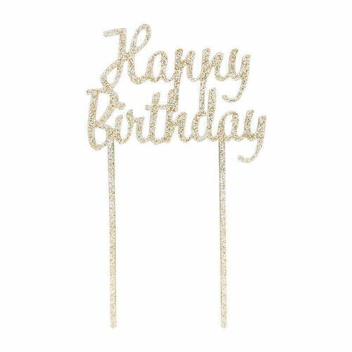 HAPPY BIRTHDAY Cake Picks-gold