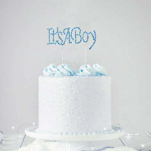 It's A Boy Diamonte Blue Cake Topper