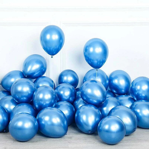 12" Chrome Balloons Blue 50PK