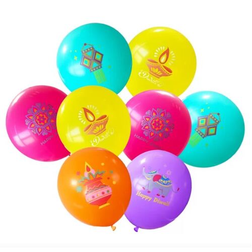 Diwali Latex Assorted 12" Balloons 8pk