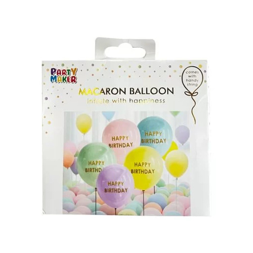 Printed Happy Birthday Pastel Balloons 5pk