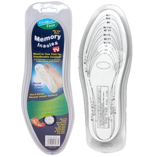 Comfort Pedic Memory Foam Foot Insoles 2PC Unisex