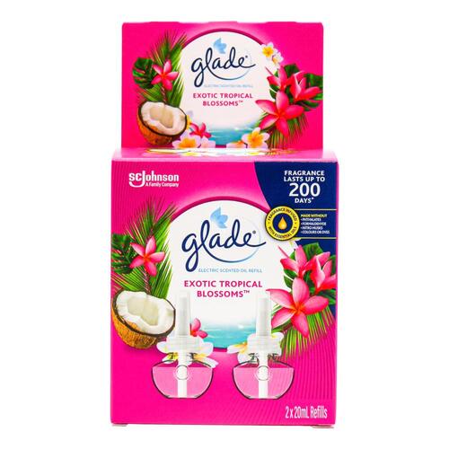 Glade PlugIns Scented Oil Refill, Infused with Essential Oils Exotic Tropical Blossoms Home Fragrance 20mLx 2pk