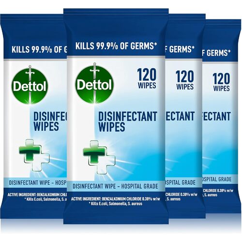 Dettol Antibacterial Disinfectant Surface Cleaning Wipes Fresh, 480s (4 x 120 pack)