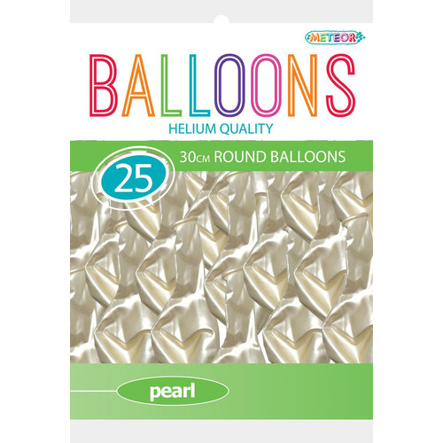 30cm Pearl White Decorator Balloons 25pk