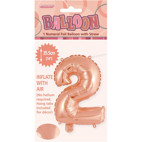 Rose Gold Numeral Foil Balloon 35cm - 2