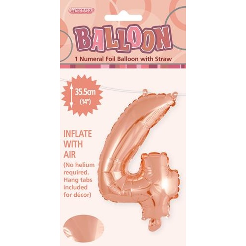 Rose Gold Numeral Foil Balloon 35cm - 4