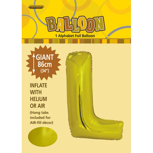 Gold "L" Alphabet Foil Balloon 86cm (34")