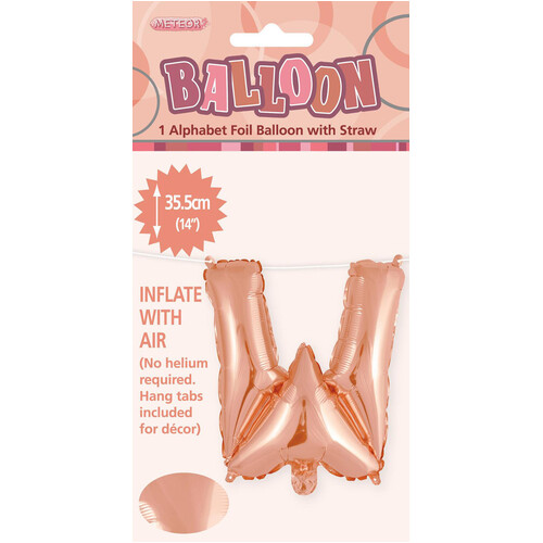 Rose Gold "W" Alphabet Foil Balloon 35cm (14")