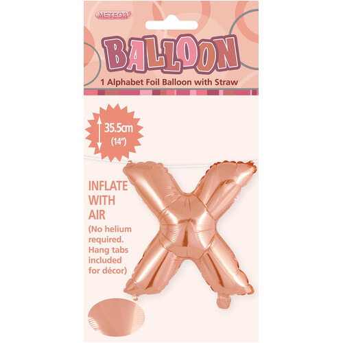 Rose Gold "X " Alphabet Foil Balloon 35cm (14")