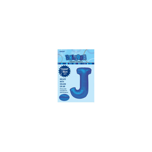 Royal Blue "J" Alphabet Foil Balloon 86cm (34")