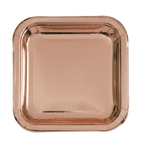 Rose Gold Foil 7" Square Paper Plates 10pk