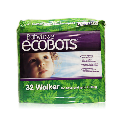 Baby Love Ecobots Premium Environmentally-Sensitive Nappies Walker 32pk