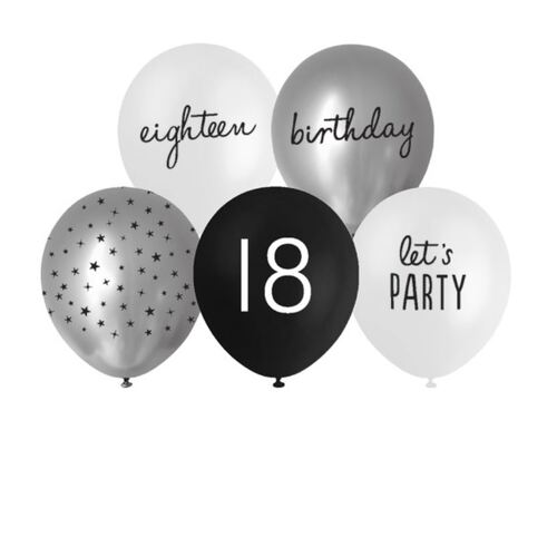 18TH Birthday Assorted Balloons 30cm 10PK