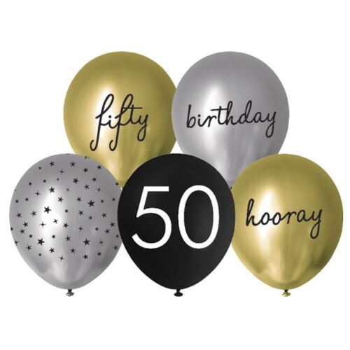 50TH Birthday Assorted Balloon 30cm 10PK