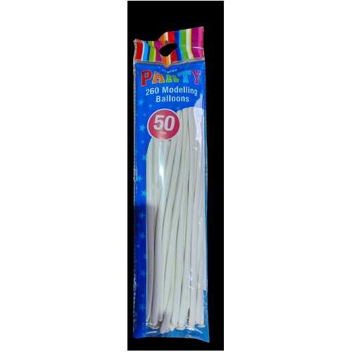 Balloons Modelling White 50pk