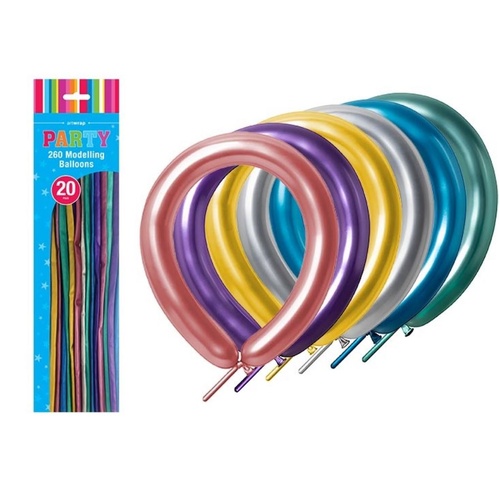 Modelling Chrome Metalliic Assorted Colour 260mm Balloon 20PK