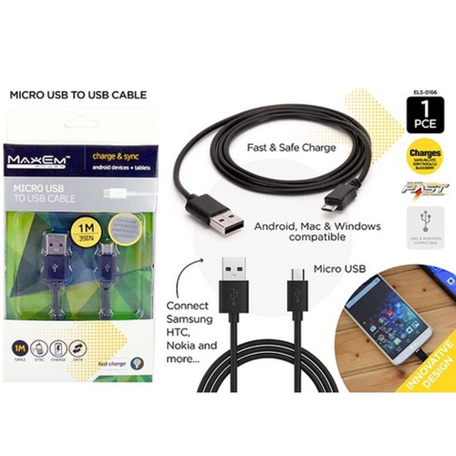 Maxem Power Micro USB to USB Cable 1m