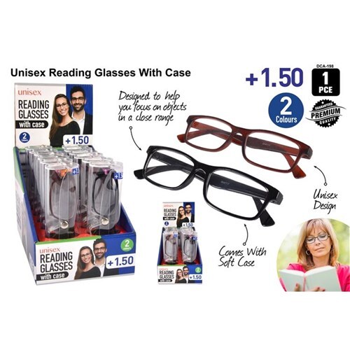 Reading Glasses and Case 1pk +1.50