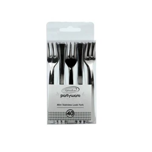 40 Pk Mini Stainless Look Forks