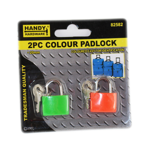 Handy Hardware Colour Padlock 20mm 2pk