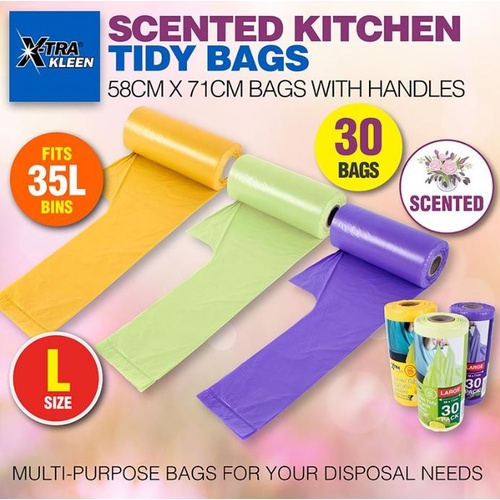 Scented Kitchen Tidy Bags With Handle Large Lemon 30pk