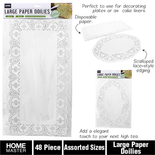 Doilies Large Paper Assorted Sizes 48pcs [Shape: Oval]