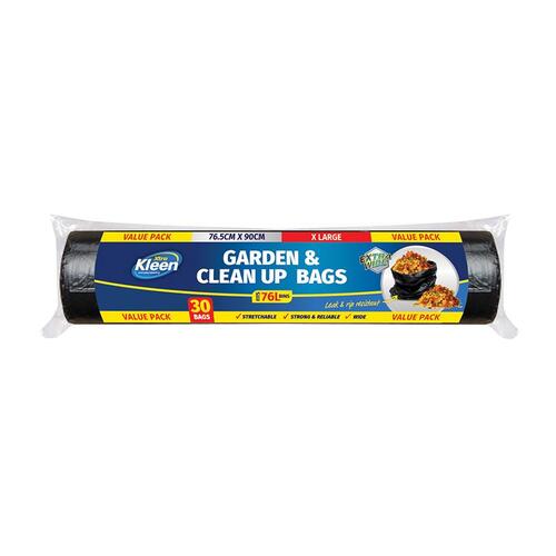 Bin Liner Garbage Bag 76L 76.5cm x 90cm 30pk X-Large Black