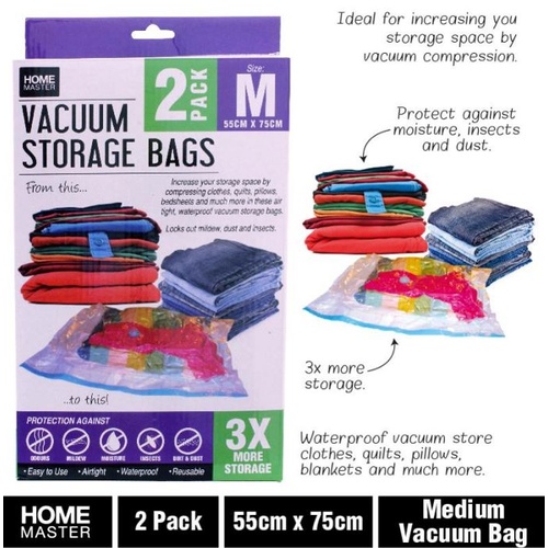 2pk Medium-Large Vacuum-Seal Storage Bag 90cm 65cm