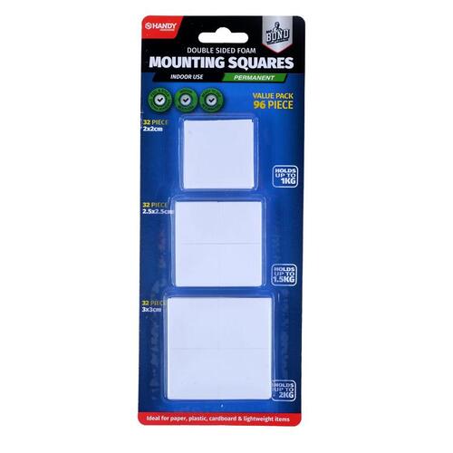 Tape Double Sided Mounting Squares Assorted Sizes 96pk 