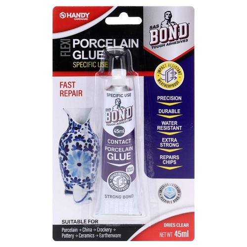 Bond Glue Contact Adhesive Porcelain 45ml (Dries Clear)