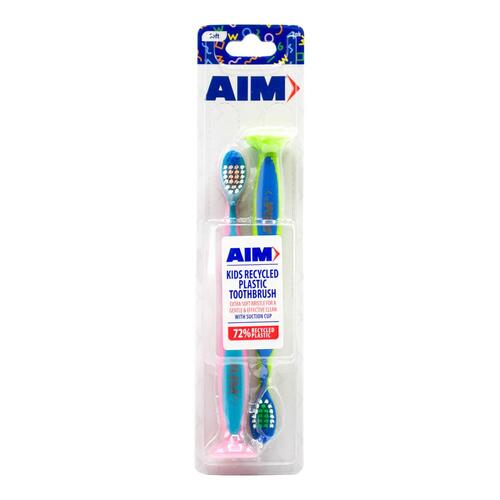 Aim Wisdom Pk2 Kids Toothbrush Recycled Plastic Assorted