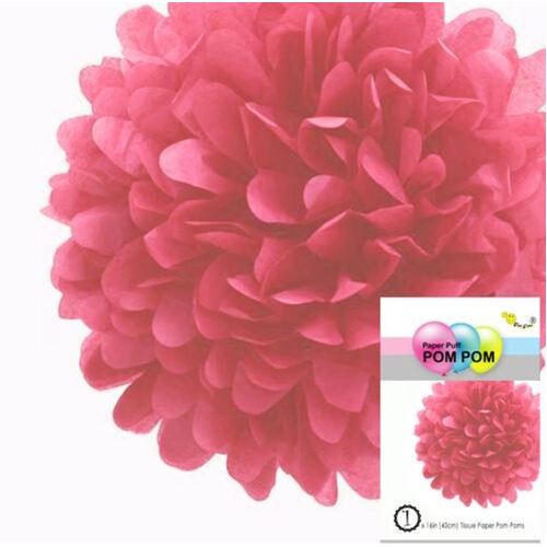 Paper Puff Pom Pom 40cm Red