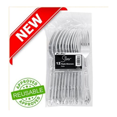 Reusable Silver Fork Heavy Duty PK12