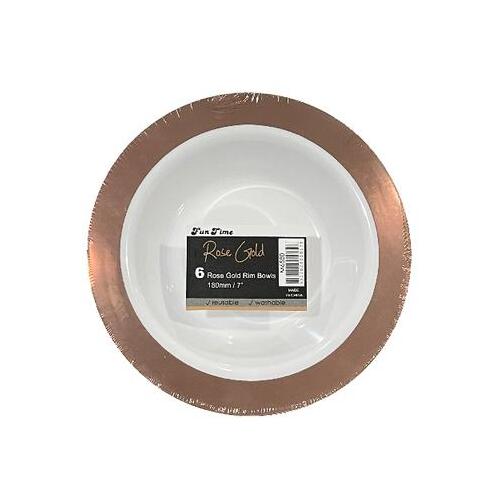 Rose Gold Rim 7 INCH Bowl 6PK