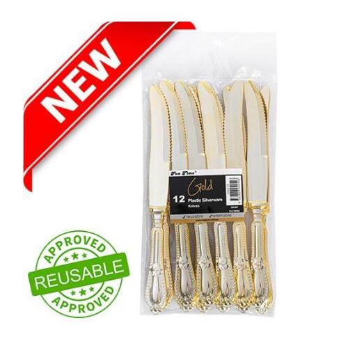 Plastic Gold Knife 12PK - M6213