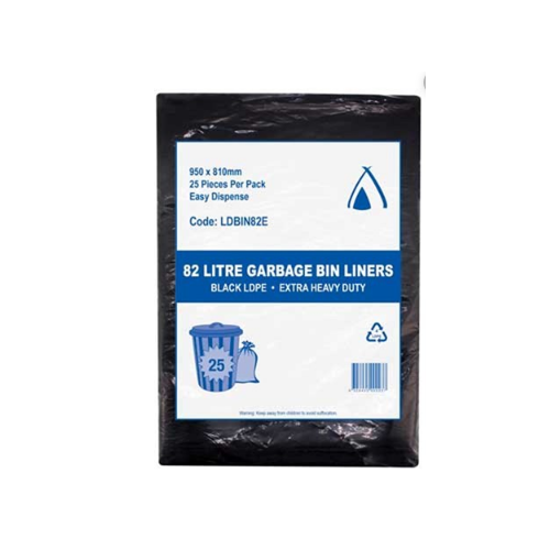 82L Garbage Bin Liner Extra Heavy Duty 25pcs Black